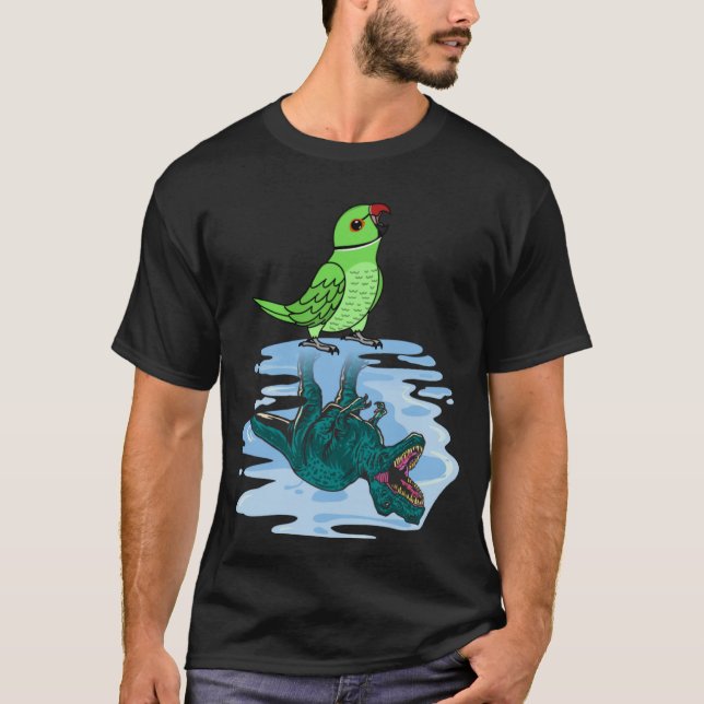Parrot & Rex Reflection I Green Indian Ringneck T-Shirt (Front)