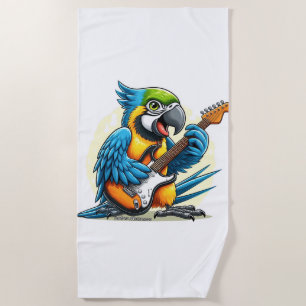 Parrot Rock Music Beach Towel