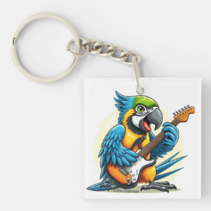 Parrot Rock Music Keychain