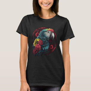 Parrot Roses Bird Fantasy Flowers Animal Parrot T-Shirt