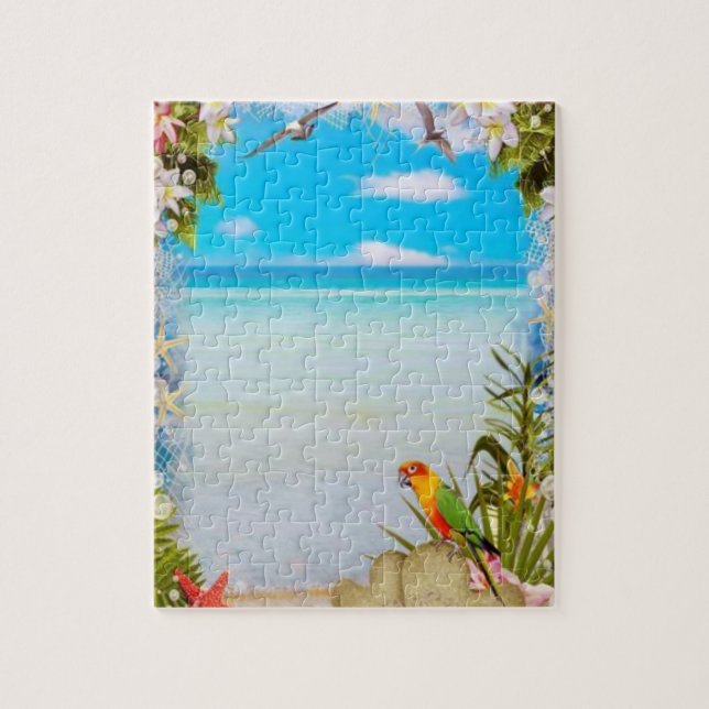 Parrot Seagull Beach Scene Jigsaw Puzzle (Vertical)