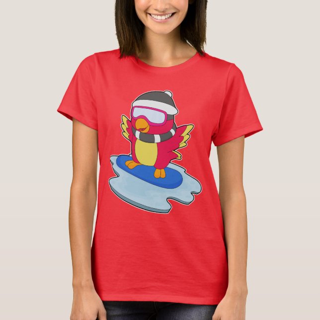 Parrot Snowboarder Snowboard T-Shirt (Front)