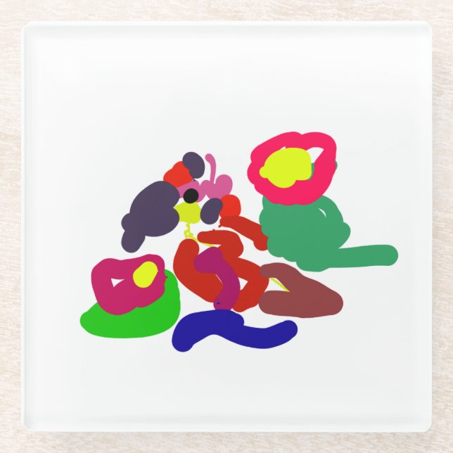 Parrot summer pop glass coaster (Front)