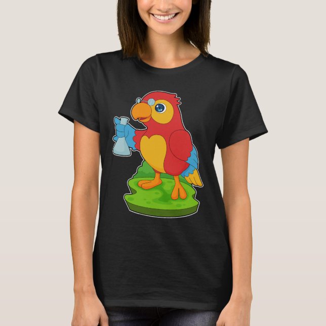 Parrot Teacher Test tube Chemistry T-Shirt (Front)