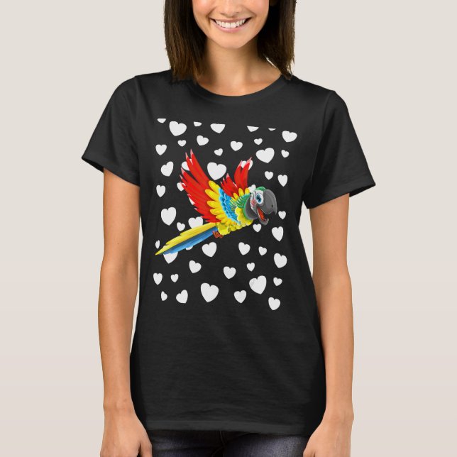 Parrot Theme Baby Boy Blue Nursery Room Heart Trop T-Shirt (Front)