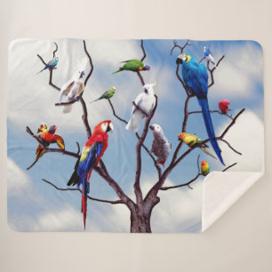 PARROT TREE SHERPA BLANKET
