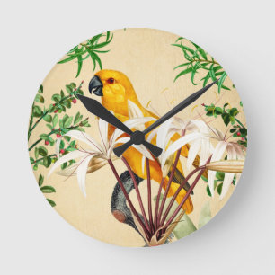 PARROT TROPICAL BIRD 9 ROUND CLOCK