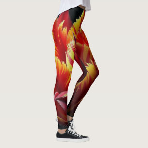 Parrot Tulip Floral Red and Yellow Leggings