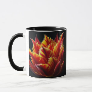 Parrot Tulip Floral Red and Yellow Mug