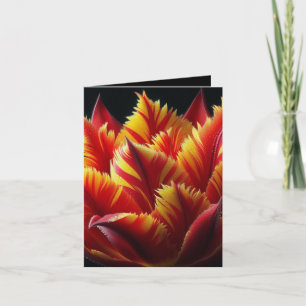 Parrot Tulip Floral Red and Yellow Note Card