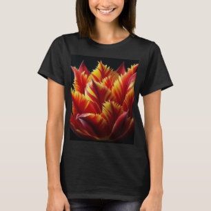 Parrot Tulip Floral Red and Yellow T-Shirt
