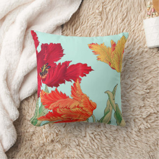 Parrot tulip, Floral Throw Pillow