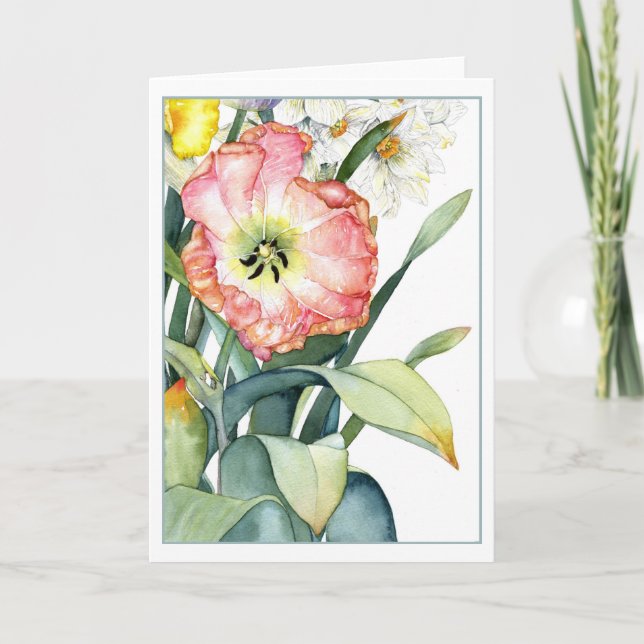 Parrot Tulip Watercolor 5x7 Folded Card (Front)