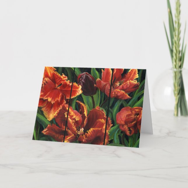 "Parrot Tulips Triptych" Blank Note Card (Front)