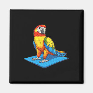 Parrot Using A Yoga Mat  Magnet