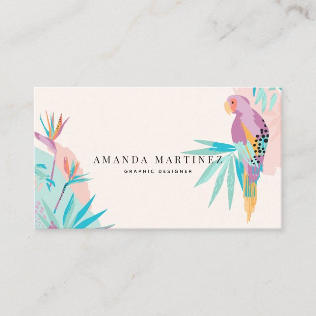 Parrot Vibrant Tropical Motif Business Card (Front)