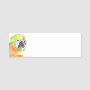 Parrot watercolor name tag