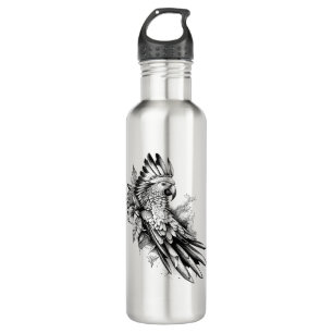 Parrot Wild Animal Nature Illustration Art Tattoo 710 Ml Water Bottle