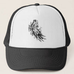 Parrot Wild Animal Nature Illustration Art Tattoo Trucker Hat