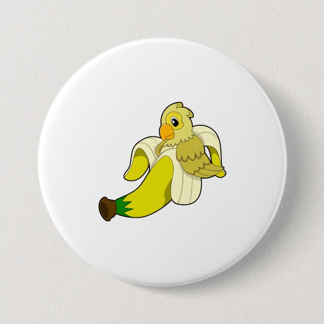 Parrot with Banana 3 Inch Round Button (Front)