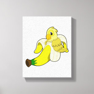 Parrot with Banana Canvas Print