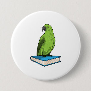Parrot with Book 3 Inch Round Button