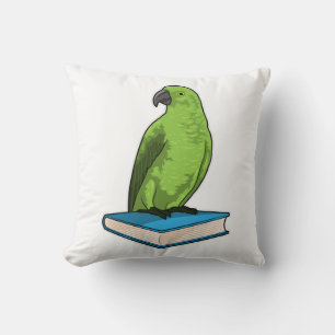 Parrot with Book Throw Pillow