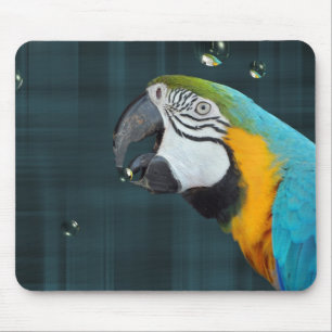 Parrot with bubbles mouse pad