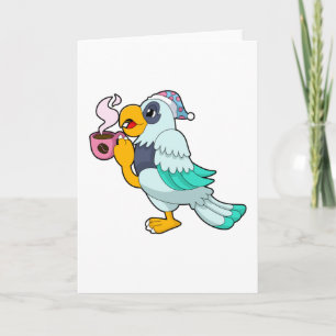 Parrot with Cup of Coffee Card