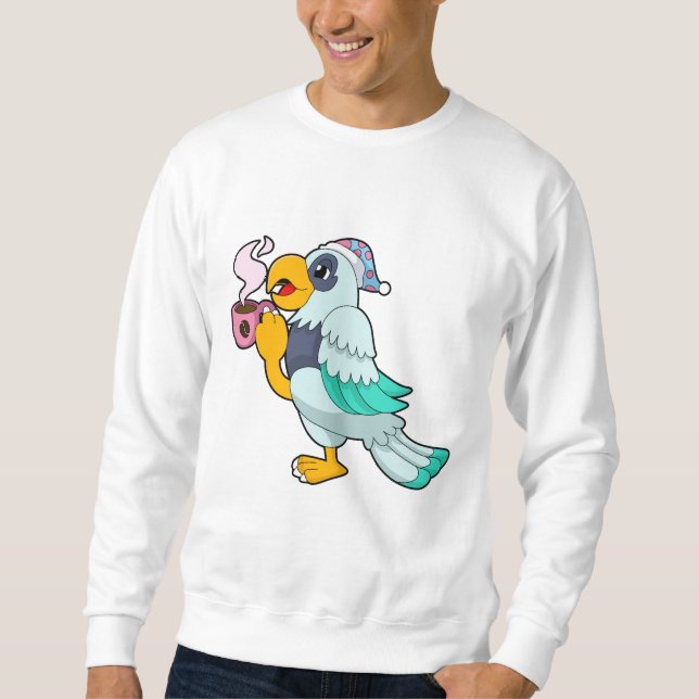 Parrot with Cup of Coffee Sweatshirt (Front)