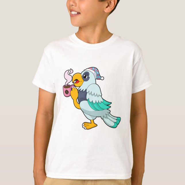 Parrot with Cup of Coffee T-Shirt (Front)