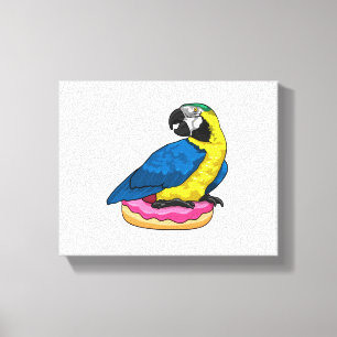 Parrot with Doughnut Canvas Print