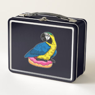 Parrot with Doughnut Metal Lunch Box