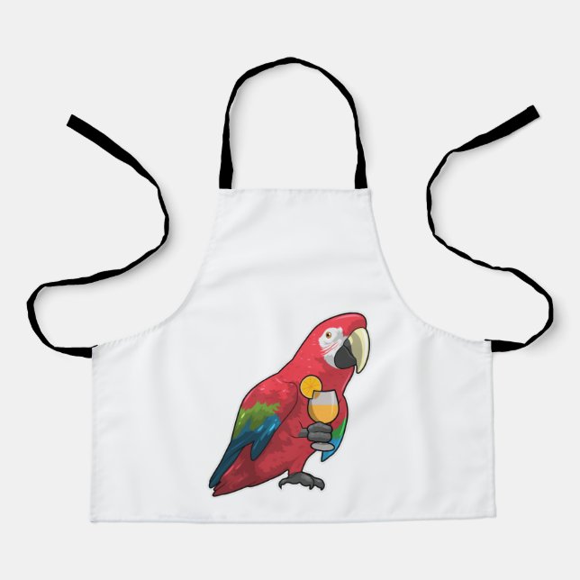 Parrot with Glass of Orange juice Apron (Front)