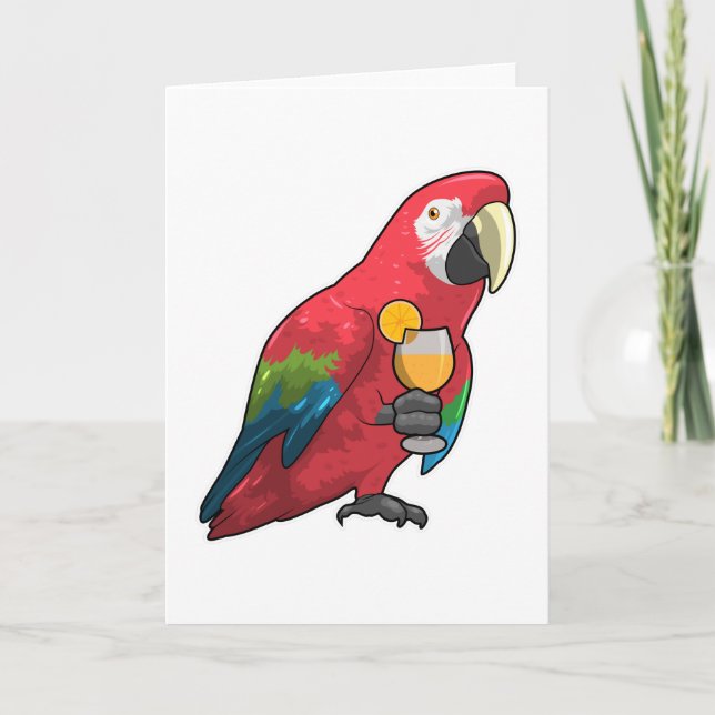 Parrot with Glass of Orange juice Card (Front)