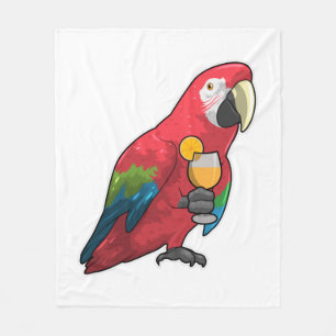 Parrot with Glass of Orange juice Fleece Blanket