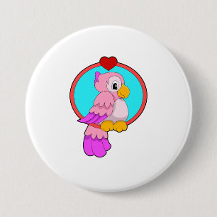 Parrot with Heart 3 Inch Round Button