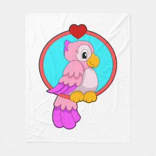 Parrot with Heart Fleece Blanket