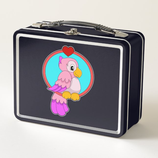 Parrot with Heart Metal Lunch Box (Front)