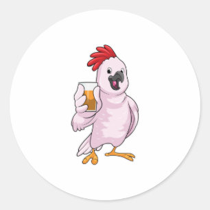 Parrot with Juice Classic Round Sticker
