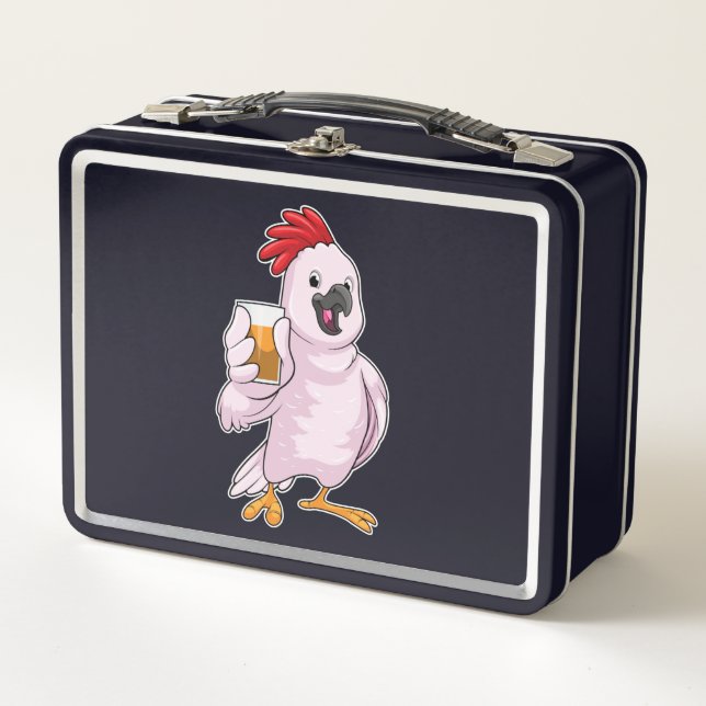 Parrot with Juice Metal Lunch Box (Front)