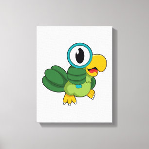 Parrot with Magnifying glass Canvas Print