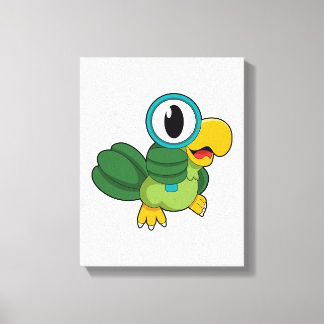Parrot with Magnifying glass Canvas Print (Front)