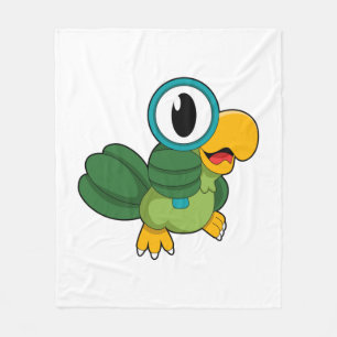 Parrot with Magnifying glass Fleece Blanket