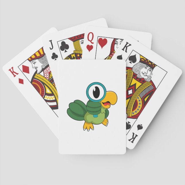Parrot with Magnifying glass Playing Cards (Back)