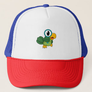Parrot with Magnifying glass Trucker Hat