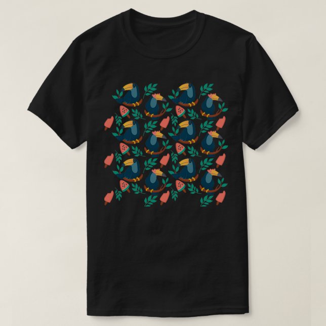 parrot with melon summer pattern T-Shirt (Design Front)