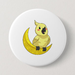 Parrot with Moon 3 Inch Round Button