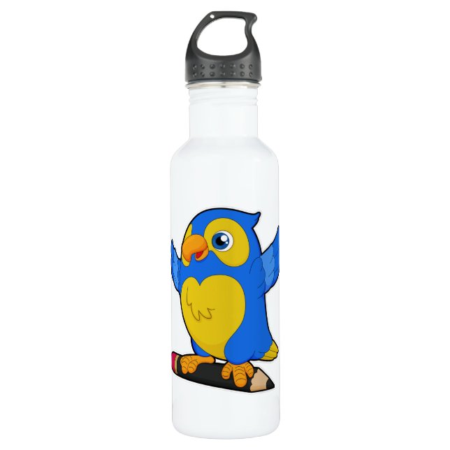 Parrot with Pencil 710 Ml Water Bottle (Front)