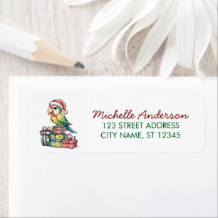 Parrot with Santa Hat Christmas Return Address